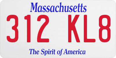 MA license plate 312KL8