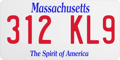 MA license plate 312KL9