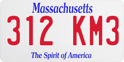 MA license plate 312KM3