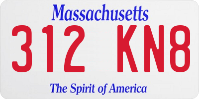 MA license plate 312KN8