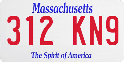 MA license plate 312KN9