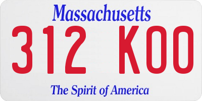 MA license plate 312KO0