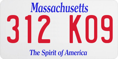 MA license plate 312KO9