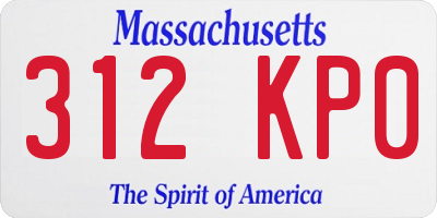 MA license plate 312KP0