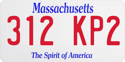 MA license plate 312KP2
