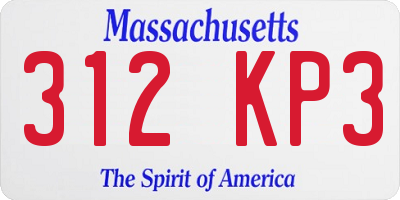 MA license plate 312KP3
