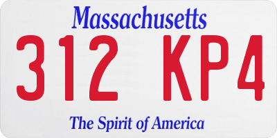 MA license plate 312KP4