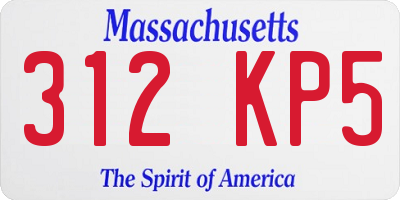 MA license plate 312KP5