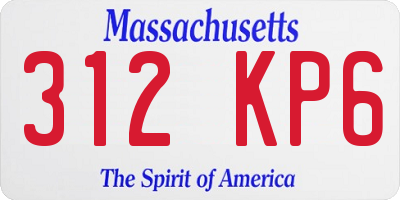 MA license plate 312KP6