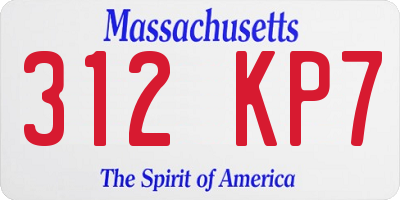 MA license plate 312KP7