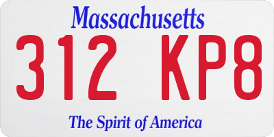 MA license plate 312KP8