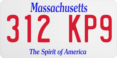 MA license plate 312KP9