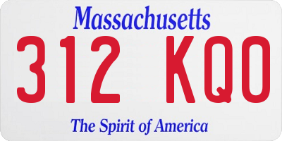 MA license plate 312KQ0