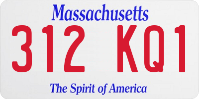 MA license plate 312KQ1