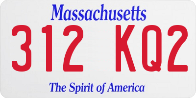 MA license plate 312KQ2