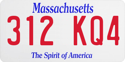 MA license plate 312KQ4
