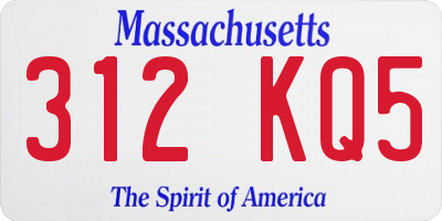 MA license plate 312KQ5