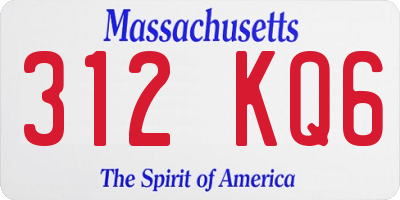 MA license plate 312KQ6