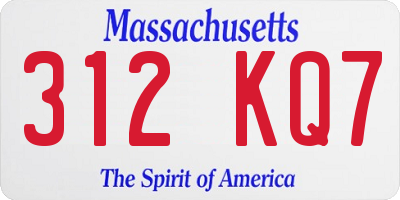 MA license plate 312KQ7