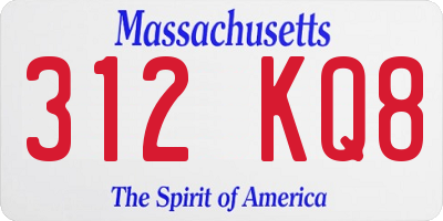 MA license plate 312KQ8