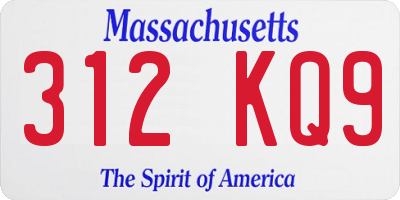 MA license plate 312KQ9