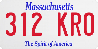 MA license plate 312KR0