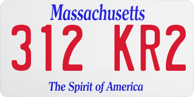 MA license plate 312KR2