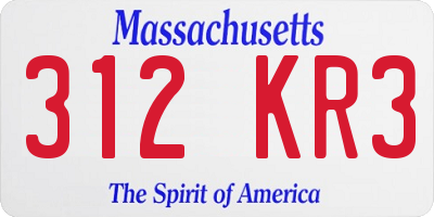 MA license plate 312KR3