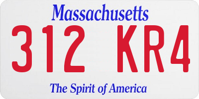 MA license plate 312KR4