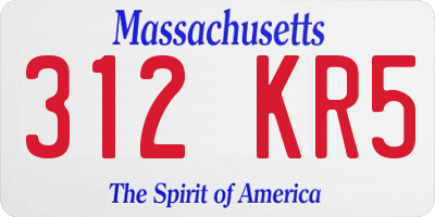 MA license plate 312KR5