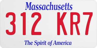 MA license plate 312KR7