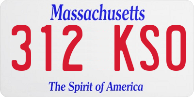 MA license plate 312KS0