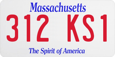 MA license plate 312KS1