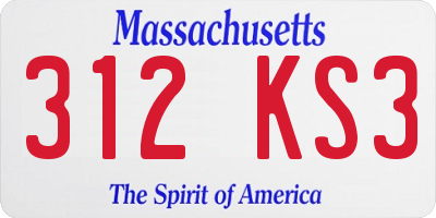 MA license plate 312KS3