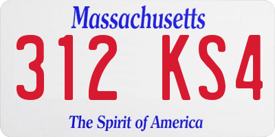 MA license plate 312KS4