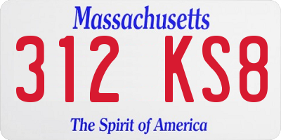 MA license plate 312KS8
