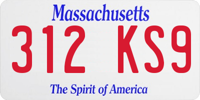 MA license plate 312KS9