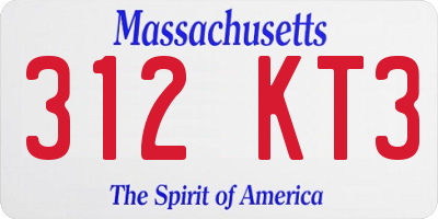 MA license plate 312KT3