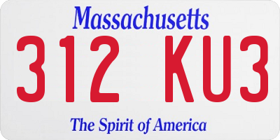 MA license plate 312KU3