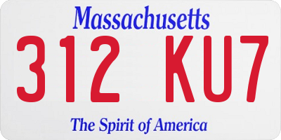 MA license plate 312KU7