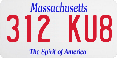 MA license plate 312KU8