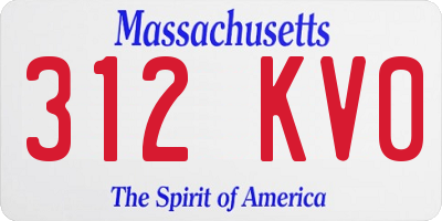 MA license plate 312KV0