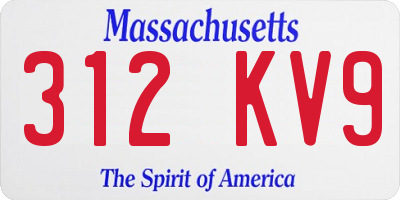 MA license plate 312KV9