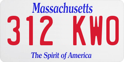 MA license plate 312KW0