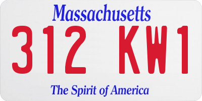 MA license plate 312KW1