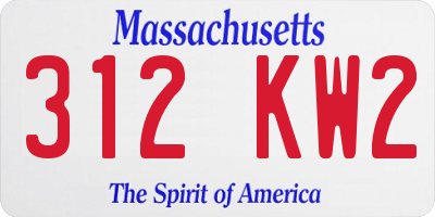 MA license plate 312KW2