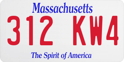 MA license plate 312KW4