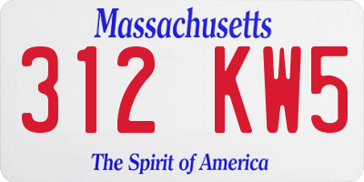 MA license plate 312KW5