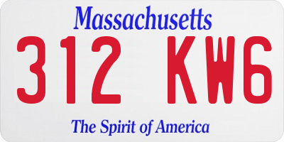 MA license plate 312KW6