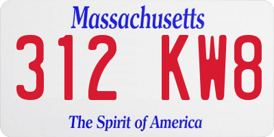 MA license plate 312KW8